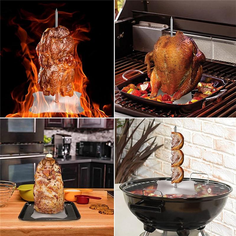 Stainless Steel Vertical Meat Spit BBQ Skewer Stand For Enjoyable Indoor And Outdoor Grilling Experiences