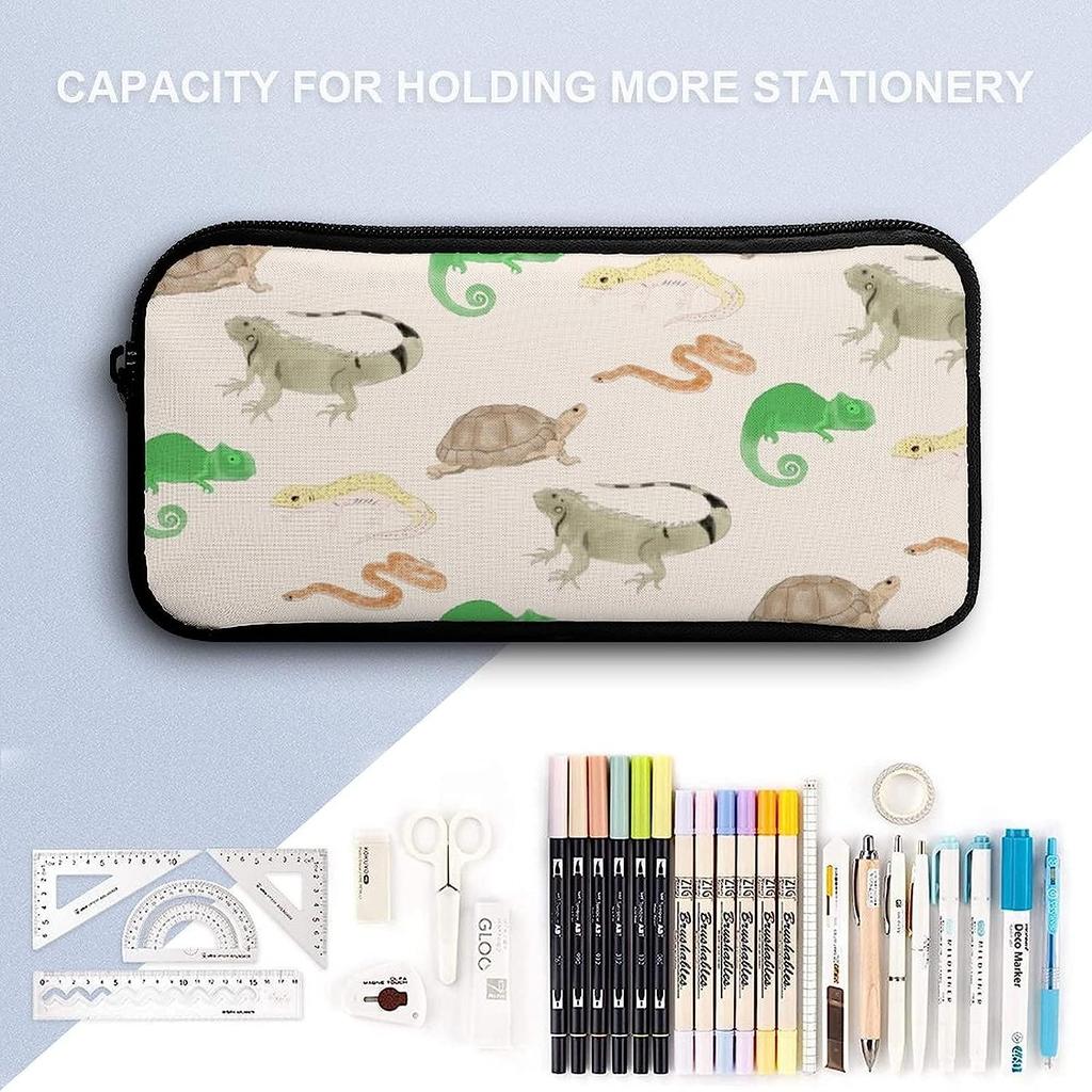 Lizard, Turtle, Leopard, Gecko, Reptile Pencil Case, Large Capacity, Multifunctional, Stylish Pen Pouch, Simple Tool Pencil Case for Boys, Girls, and