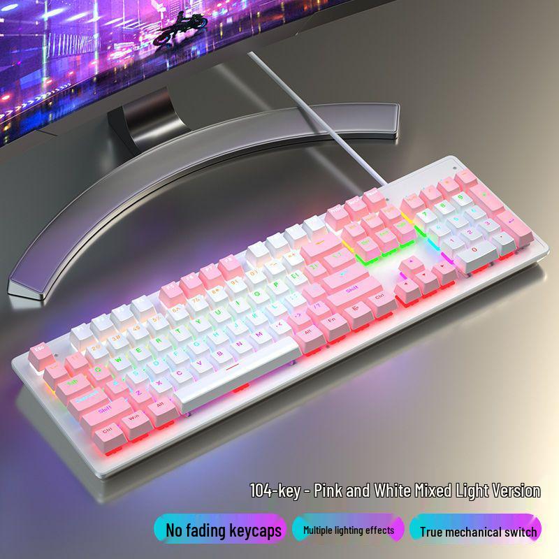 87/104 Key Mechanical Keyboard with Blue, Black, Red, Brown Switches for Gaming and Typing - Wired Universal for Desktop/Laptop