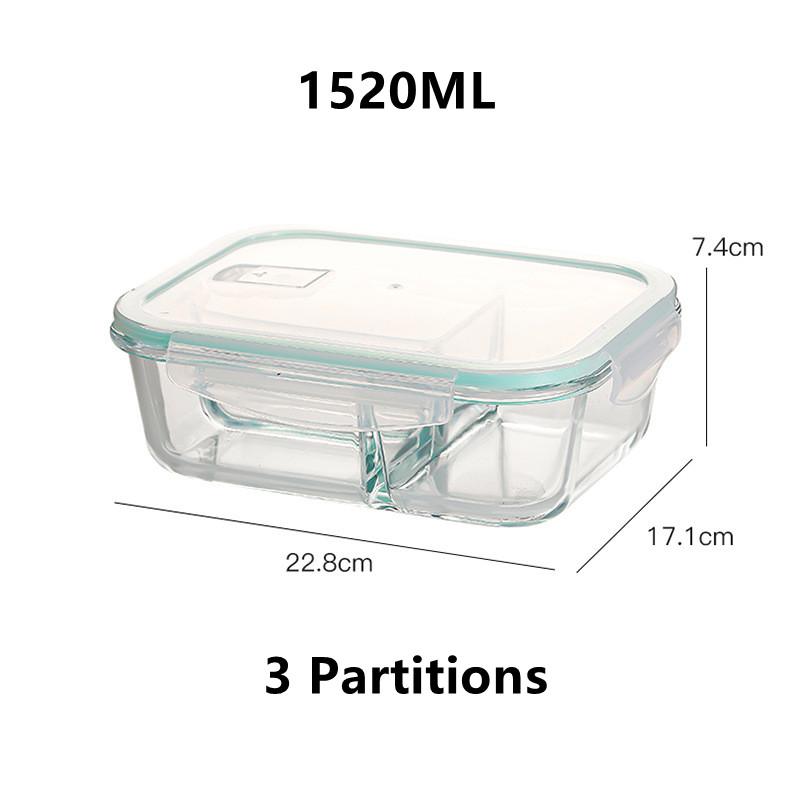 High Borosilicate Glass Lunch Box Microwave Heating Sealed Bento Boxes Refrigerator Freezer Box Fresh-keeping Soup Bowls