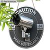 2D Flat Aluminium CAUTION Sign - Vintage Decorative Sign & Plaque with Security Camera Pattern - Ideal for Wall Decoration - No Electricity Needed