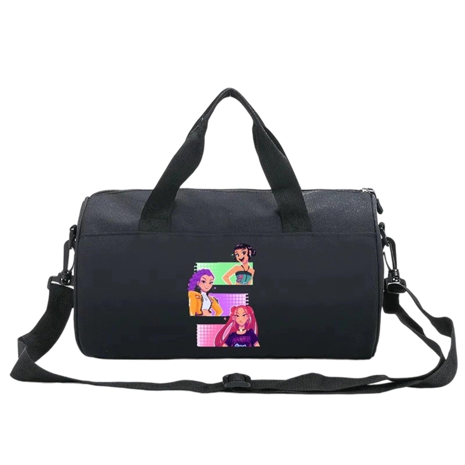 

Cartoon Printed Cylindrical Gym Bag Duffel Bag Sports Portable Shoulder Bag Travel Bag One Size