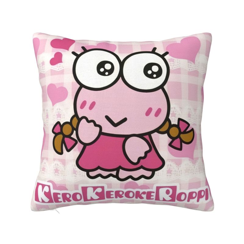 Custom Sanrio Keroppi Cartoon Pillow Case Home Decoration Anime Frog Kawaii Luxury Cushion Cover Velvet Pillowcase 12x12Inch