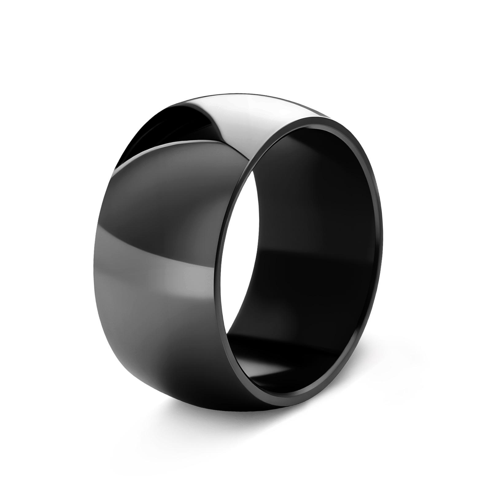 Klassische Herren-Zierringe 304 Edelstahl Gehämmert Textur Ring Set - 12MM Breit, 3-teilig Size 12 black