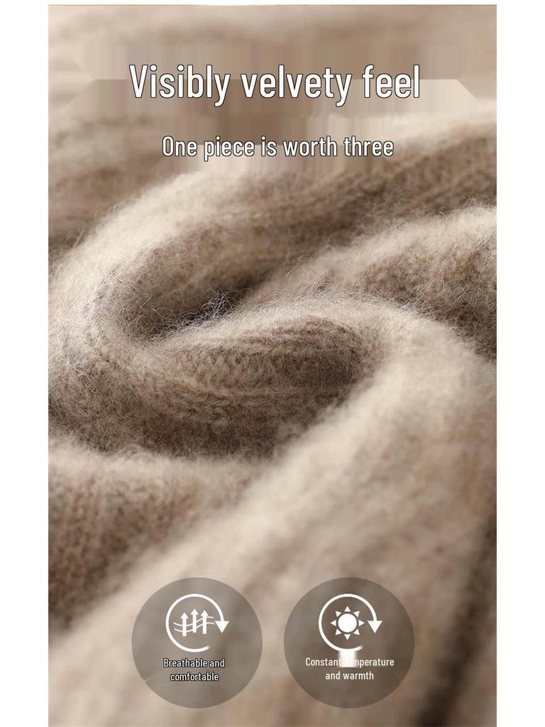 Pánský zimní svetr s kulatým výstřihem ze 100% čisté vlny - Jednobarevný kašmírový svetr, Ležérní obchodní pletený základní vrstva