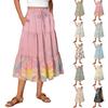 Womens Maxi Skirt Drawstring High Waisted Summer Long Skirts Lightweight Tiered Flowy Floral Pleated Skirts