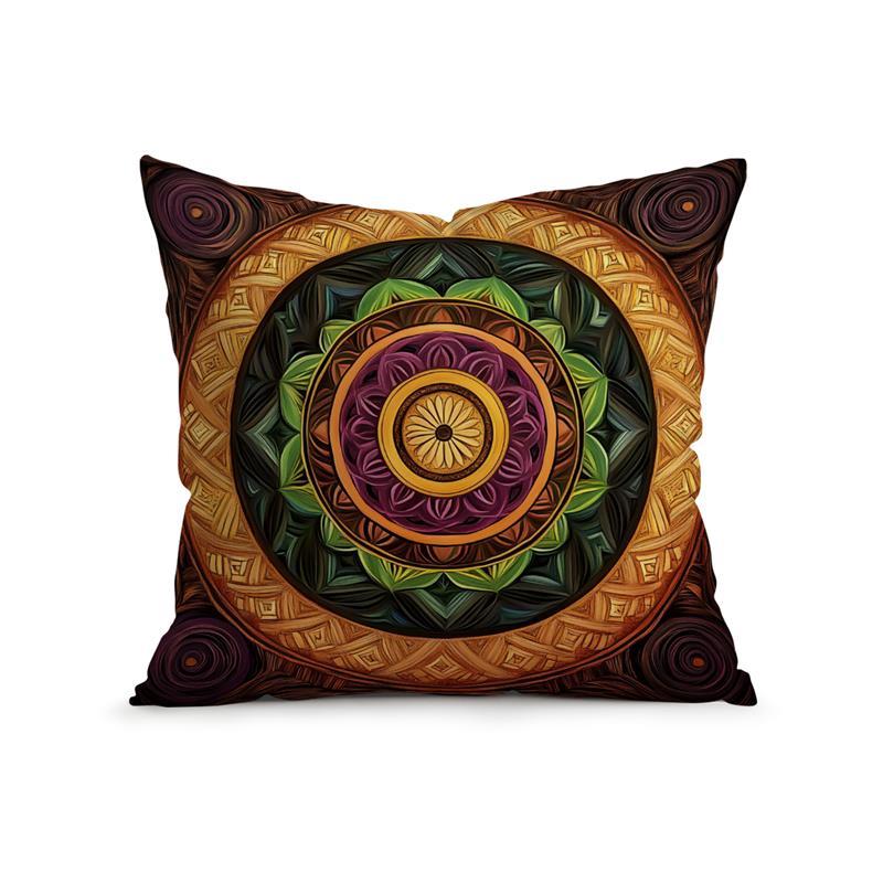 Home Decor Colorful Mandala Pattern Digital Printed Pillow Covers Pattern Cushion Cover Suitable for Sofa Bedroom Car Pillow
