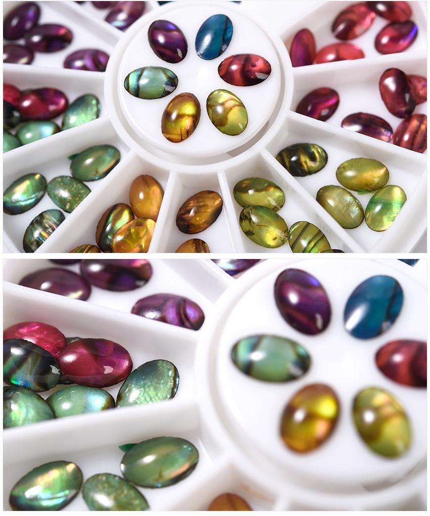 kads 48pcs/set 6 Colors Oval Shape Abalone Natural Shell Unique 3D DIY Design Handcrafts Salon Acrylic UV Gel Tip Decor Manicure
