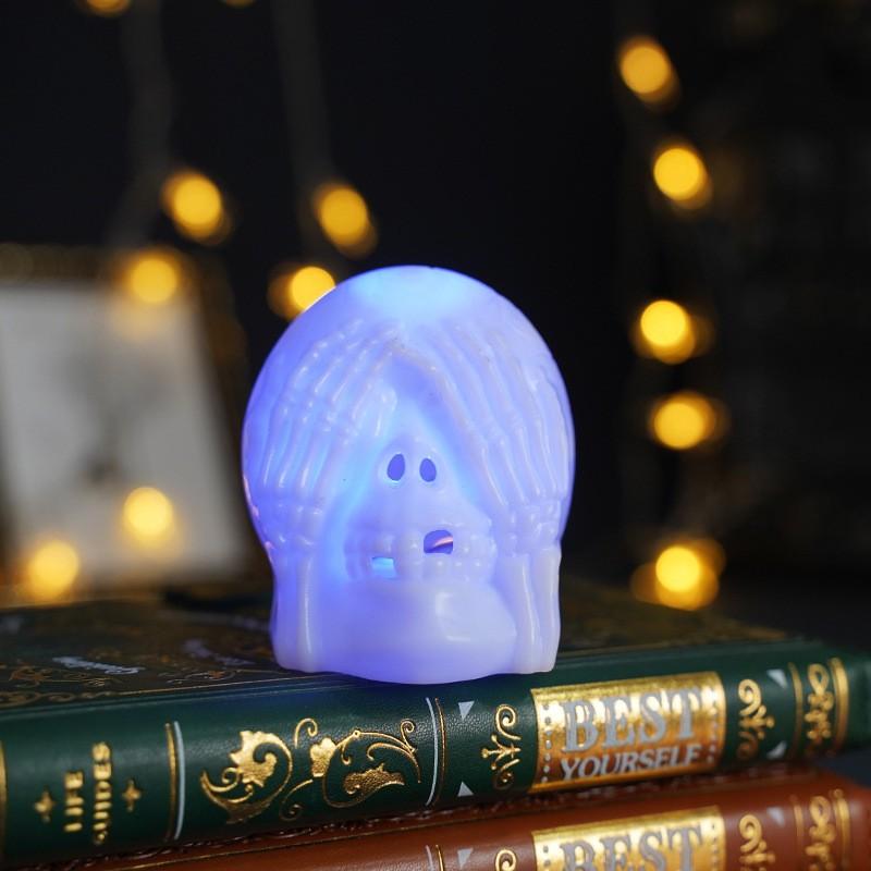 Halloween Skull LED Night Light Set - 3pcs Blind Deaf Mute Decor Party Home Office Decoration