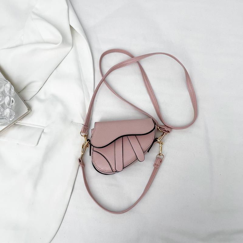 

Ретро мода однотонная наплечная сумка женская 2025 весна универсальная сумка-мессенджер седло розовый