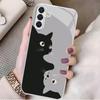 Cute Cartoon Cat Silver Plated Glass Phone Case Suitable for Samsung Galaxy S26 S25 S24 S22 S21 S20 FE/Ultra/Plus Anti Fall
