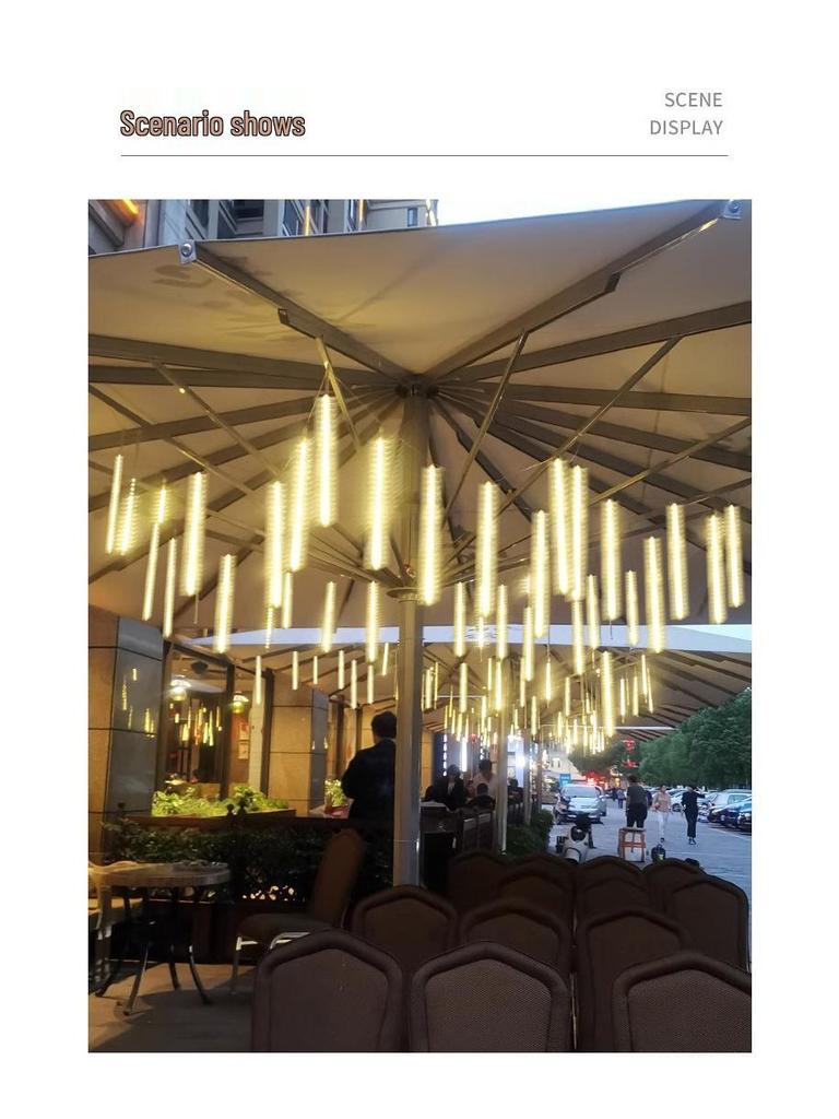 Waterproof Outdoor LED Meteor Shower Tree Lights: Decorative Hanging Lights for Courtyard and Christmas.