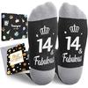 HAPPYPOP 14th Boy Birthday Gift Ideas - Socks for 14 Year Old Teen Boys Girls with Card