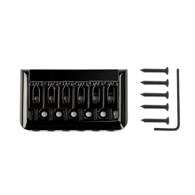 6 String Hard Tail Fixed Guitar Bridge with Screws & Wrench Top Load Tailpiece for Precisions Electric Instrument