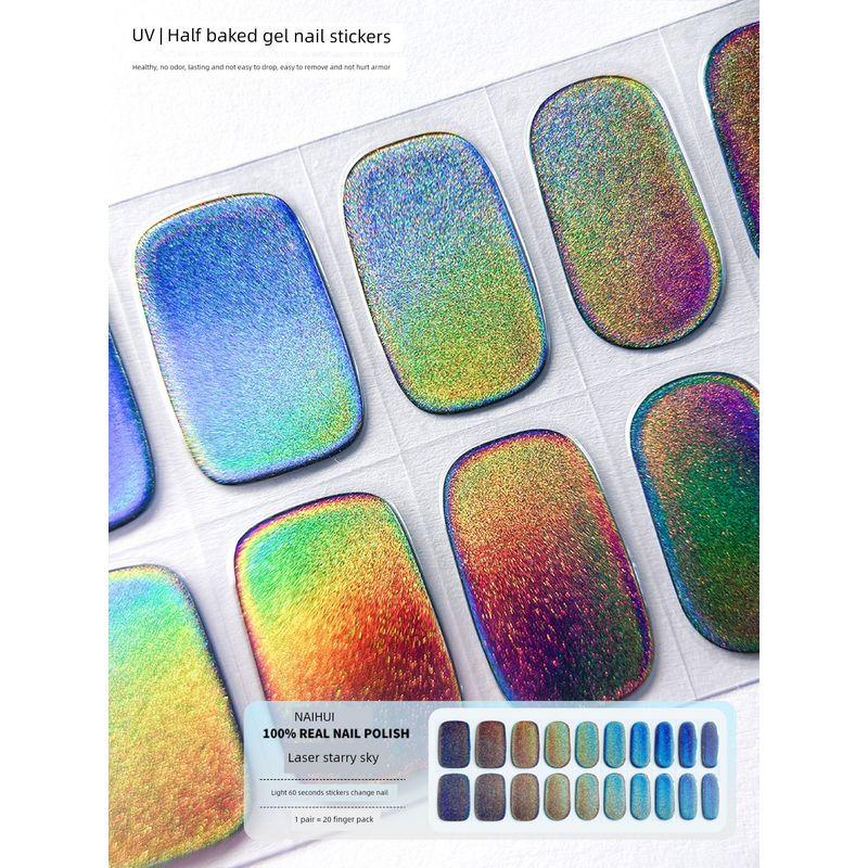 

Второе поколение [Коллекция металлических цветов с гальваническим покрытием] Гелевые фототерапевтические наклейки для ногтей Классические полуотвержденные полузапеченные наклейки для ногтей Белые Purple