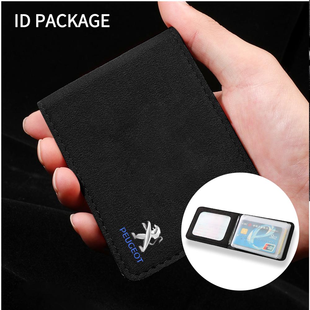 Leather Car Wallet Card Storage Bag Driving License Holder For Peugeot 206 207 208 307 308 408 107 2008 3008 Valve Accessories Y4
