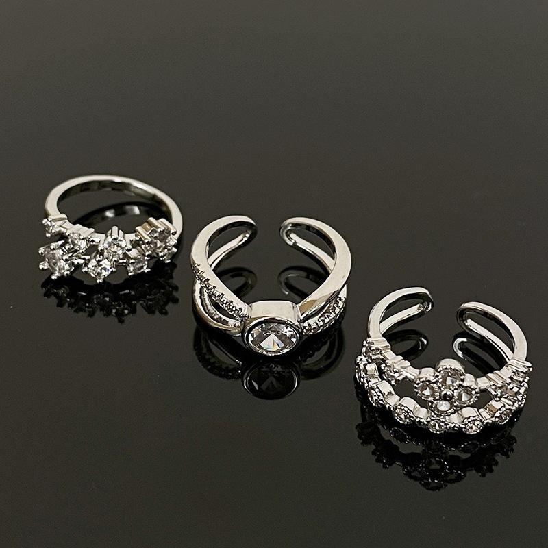 Light Luxury Four-Leaf Clover Zir*****Pen Ring Niche Design High Sense Fashion Exquisite Stacked Ring Woman