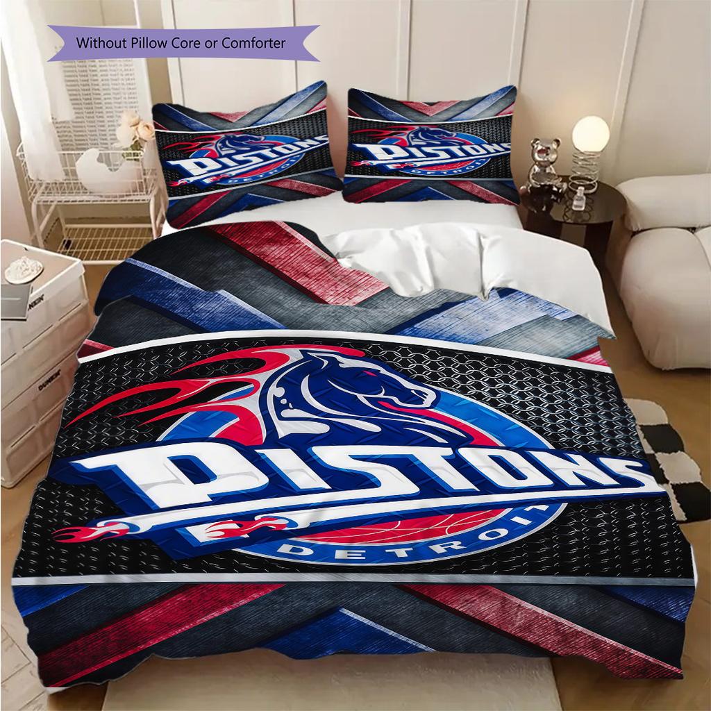Detroit Pistons Bold Logo Three-piece set(1 * duvet cover + 2 * pillowcase, without core) Bedding set Duvet cover and pillowcase
