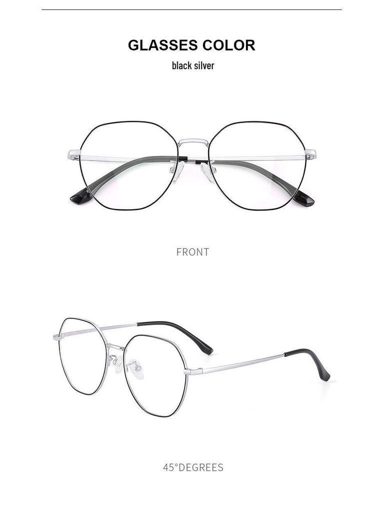 Polygon Silver Glasses for Large Faces – Women’s Myopia & Anti-Blue Light Prescription Ready