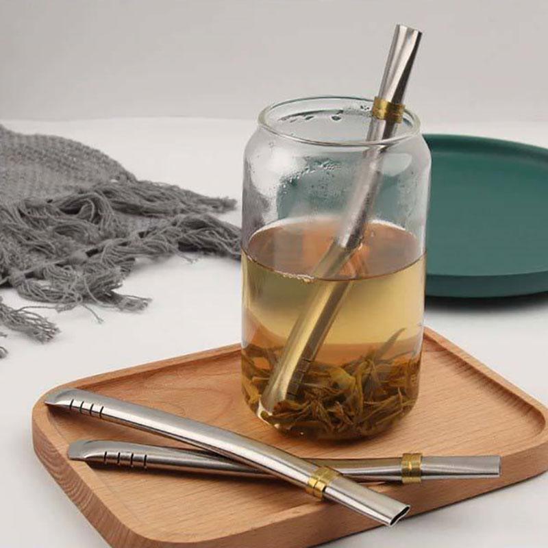 3pcs Yerba Mate Bombilla Gourd Drinking Filter Straws Stainless Steel Flat Head Straw Filter Reusable Kitchen Straws Accessories