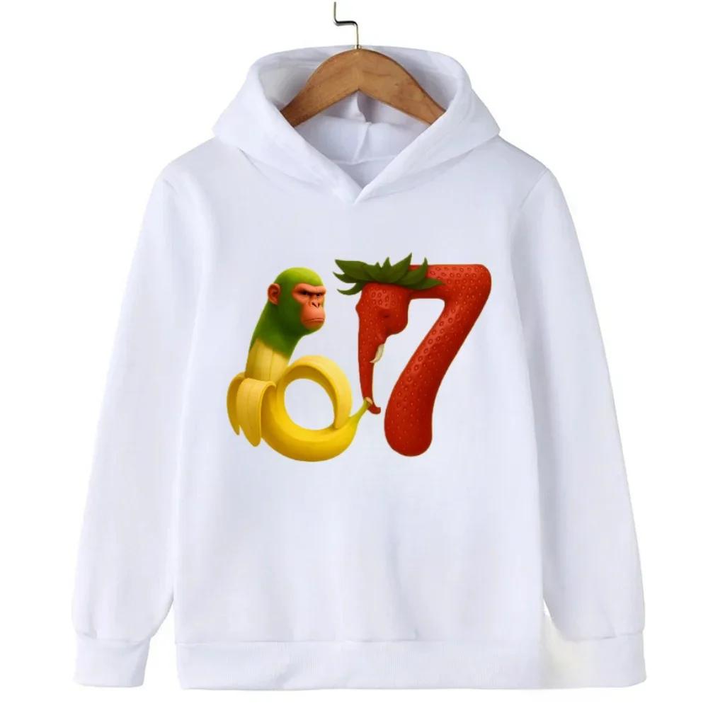 Spring Autumn 67 Six Seven Crazy Children's Hoodie Kids Casual Fashion Fun Boys Hooded Sweatshirt Pullover Girl Clothing Top