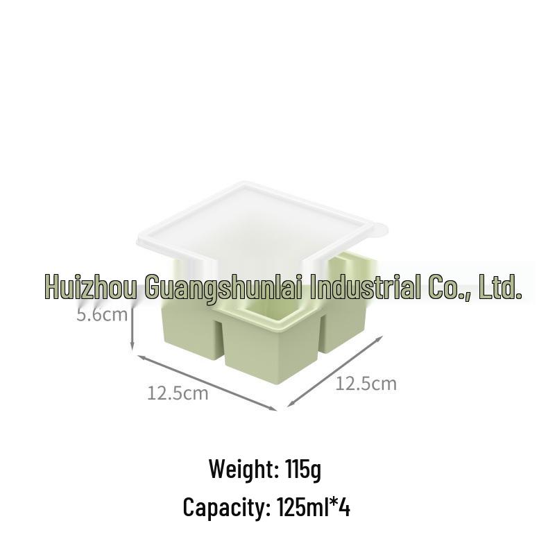 Popular Silicone Ice Cube Tray with Lid – 4 Large Slots & 15 Square Compartments for Soup or Food Storage