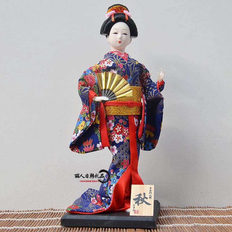 12 Inch Japanese Geisha Kimono Doll, Traditional Maiko Figurine for Sushi Bar Decor & Oriental Home Accent, Artisan Gift