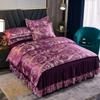 4 stk/sett Europeisk Jacquard Sengeskjørt Sengetøysett Fire Sesonger Laken Dynetrekk Sommer Issilke Dobbeltseng Bryllup Lett Luksus Fire Deler Sett