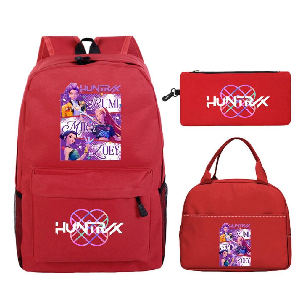 Dämonenjäger Mädchengruppe Peripherieartikel dreiteiliger Schulranzen Grenzüberschreitender Campus Grund- und Sekundarschüler Freizeitrucksack Federmäppchen