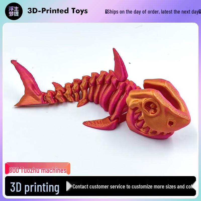 3D Printed Movable Joint Shark Toy - Creative Gift for Kids