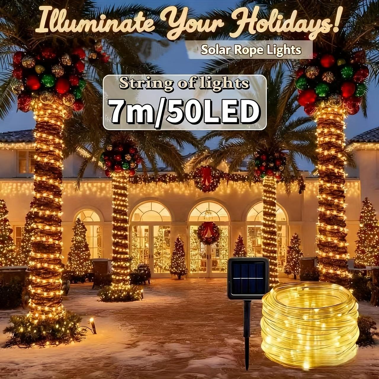 

Solar Outdoor Light String Waterproof Suitable for Trampolines, Fences, Pavilions,Courtyards,Camping,Small Paths for Christmas,New Year Decoration 7m 50led-multicolor