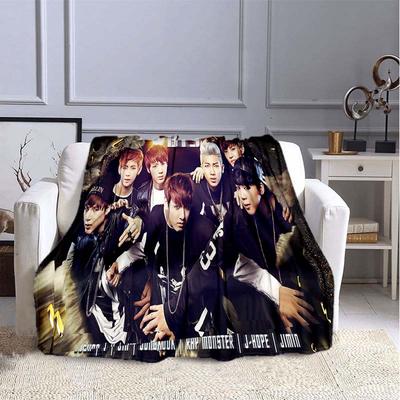 Manta BTS Kpop Manta de sofá Regalo Kpop Manta de franela para adolescentes Adultos Manta cálida de felpa para cama Sofá