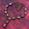 Collier Druse de Quartz Solaire Arc-en-ciel Cuivre Électroformé Collier Réglable