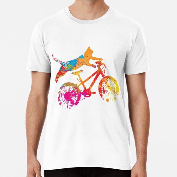 Cat Riding A Bicycle Colorful Abstract DesigT-Shirt S-5XL Best T-Shirt