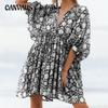 Summer Women's Dress Fashionable Big Yards Loose Straps Personalized Literary Retro European and American Style Printed Dresses