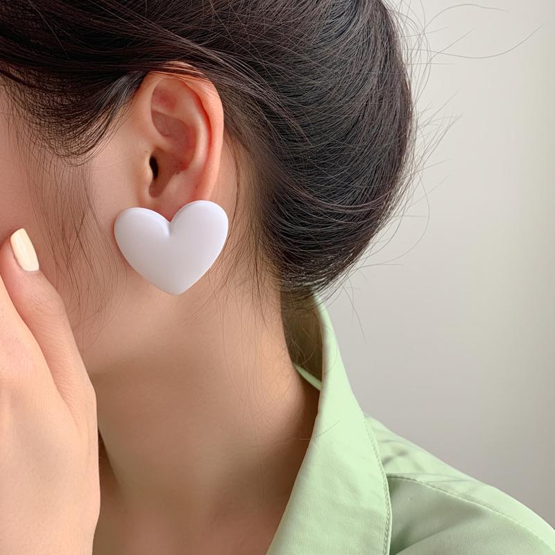 Сердце Красные Белые Черные Желтые Серьги Любовь Заявление Свадьба Геометрическое Сердце Бохо Винтаж Акрил Тренд Вечеринка Украшения бронзовый