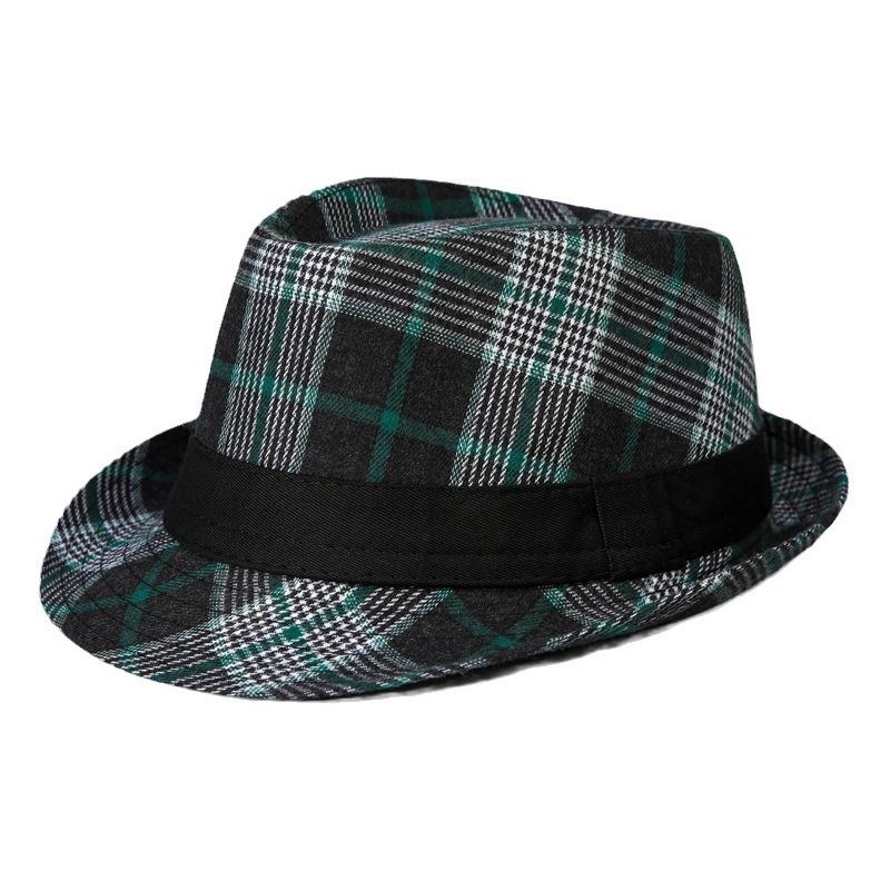 Short-Brimmed Top Hat Men'S And Women'S Spring Plaid Jazz Hat Versatile Casual British Gentleman'S Hat