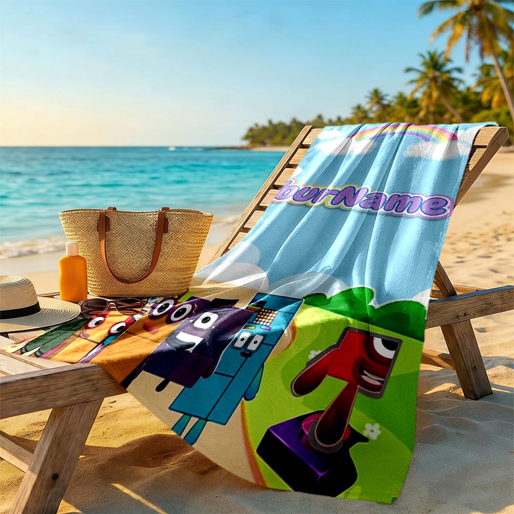 Numberblocks Customize Text Beach Towel Soft Durable Quick-Dry Portable for SwimmingBeachCamping Travel Beach AccessoriesGym
