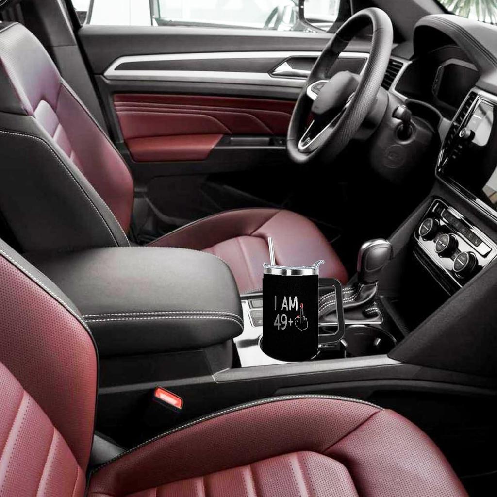 I Am 49 Plus Middle Finger Tumbler 40oz Tumbler with Handle Insulated for Hot and Cold Tumbler with Lids and Straws Christmas Gift for Women