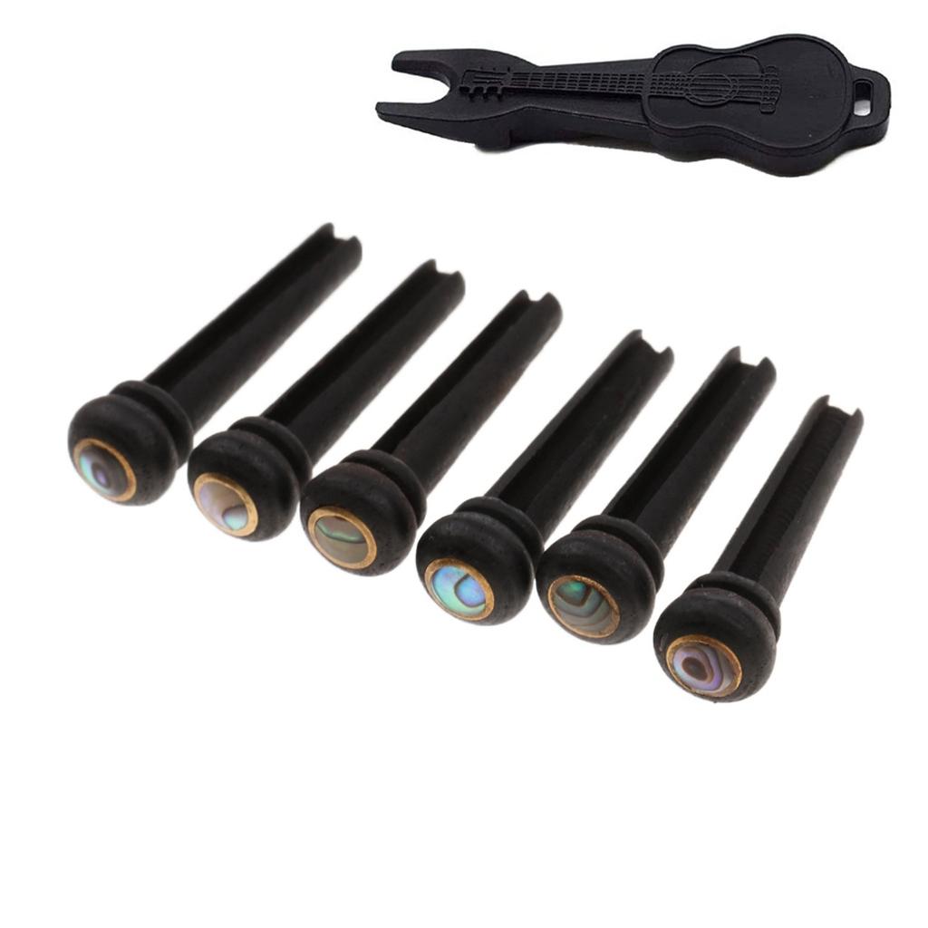 Pack of 6  Acoustic Guitar Ebony String Post Inlaid Abalone Dot String Nails  Nail Starter