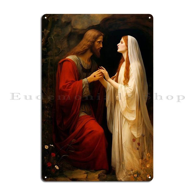 Healing Love The Embrace of Christ and Mary Magdalene Metal Plaque Poster Vintage Garage Custom Cinema Custom Tin Sign Poster