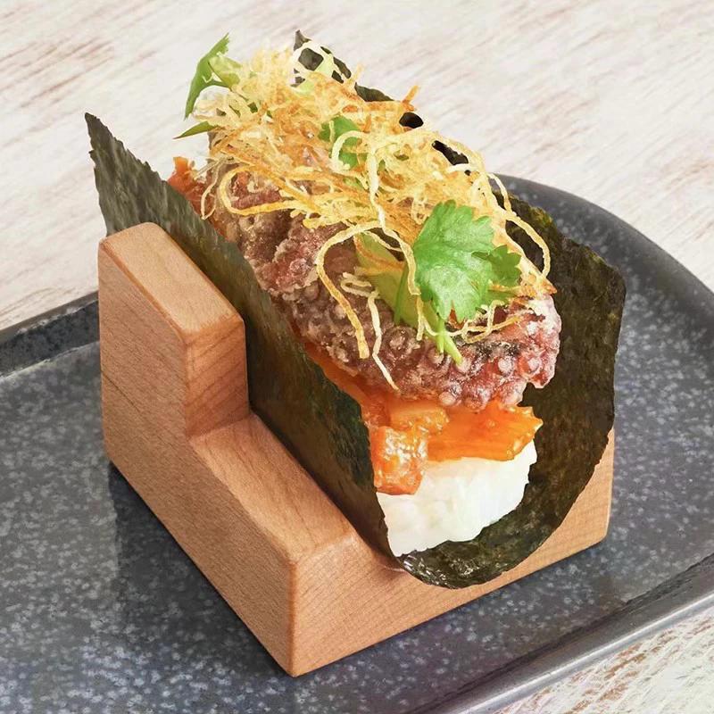 1Pc Japanische Sushi Rack Holz Taco Snack Halter Holz Platte Küche Stehen Sashimi Sushi Boot Für Restaurant Hotel hause