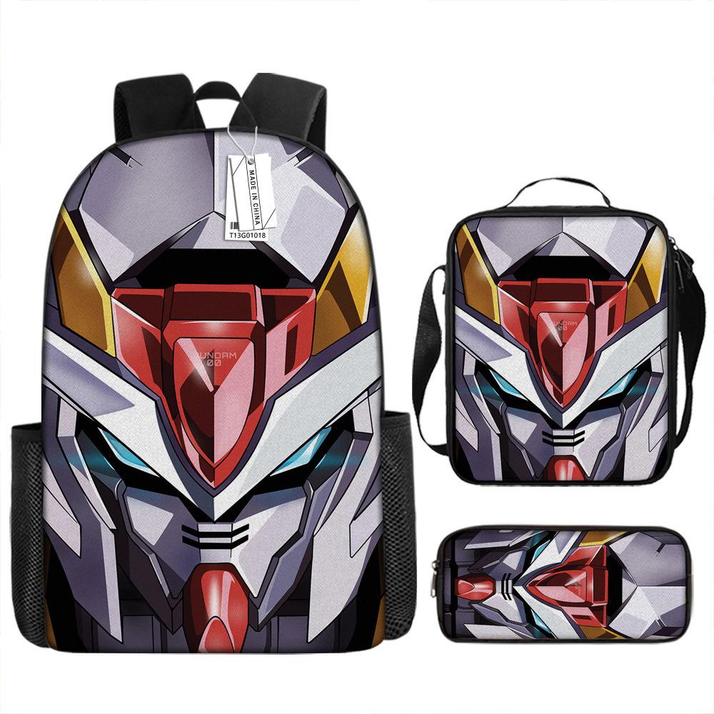 Gundam Backpack 3D Pattern Anime Backpack Student Printed School Bag Three-piece Set