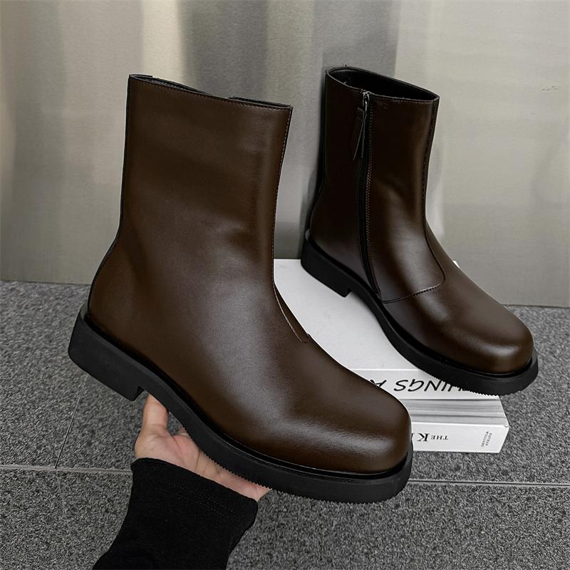 Módní návrhář Pánské základní boty s protiskluzovou podrážkou Boční zip Motorkářské boty Pánské boty s nízkým svrškem Ležérní obuv Módní měkká podrážka Pánské vycházkové boty