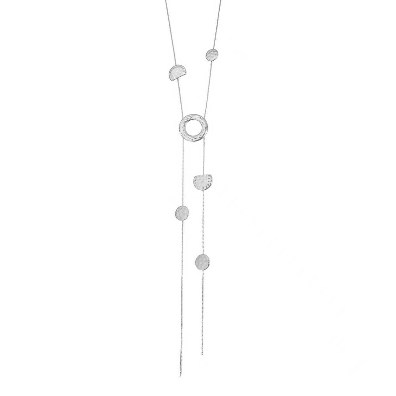 

Retro style geometric circle long pull-out necklace personalized versatile wave light texture style necklace