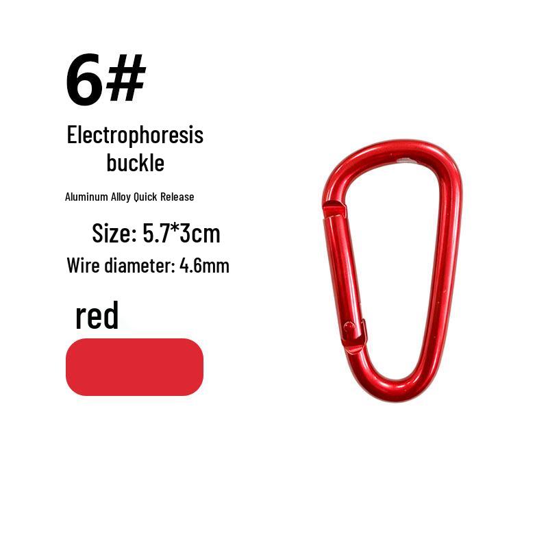 D-Shaped Aluminum Alloy Carabiner with All-Black Electrophoretic Finish (Sizes 4-8)