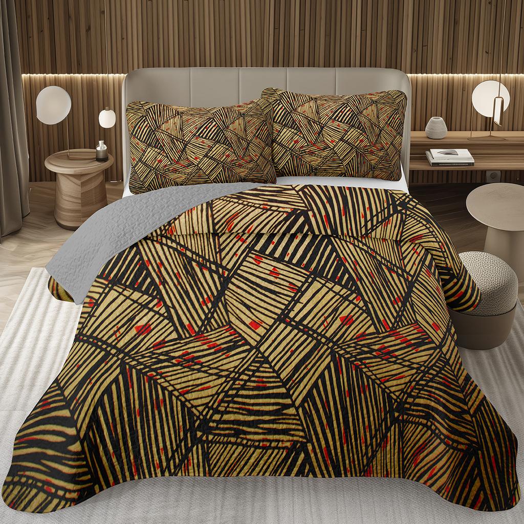 Rainbow Line Twin Queen Bedspread Colorful Abstract Geometric Quilted Bedding Set Bohemian Geometric Reversible Printed Coverlet