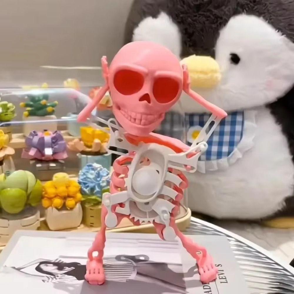 Plastic 3D Print Shaking Skull Doll Dancing Skull Spring Clockwork Toy  Kids Toddlers