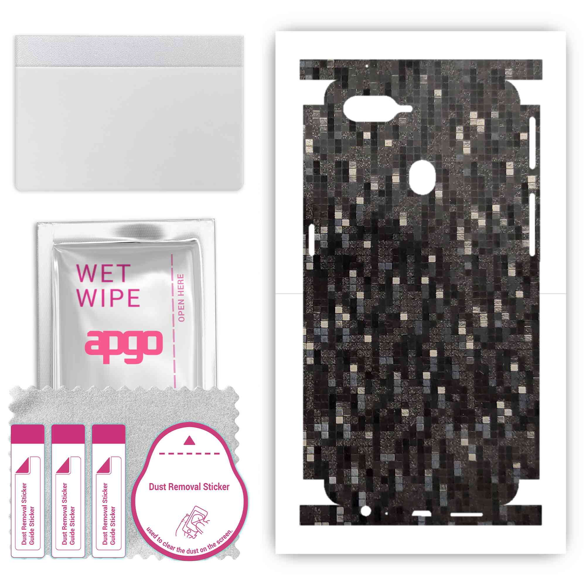 

Apgo Protective Skin Sticker для тильної сторони, сумісної з Oppo F9 (F9 Pro), Плівка для повного обгортання, фольга, вініл – візерунок чорного пікселя