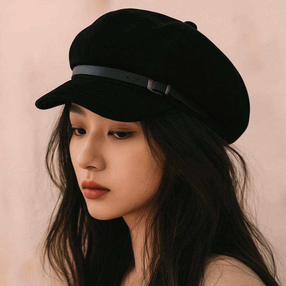 Fashionable Retro Newsboy Hats Suede Octagonal Hat Classic Design Japanese-Style Cap Daily Travel